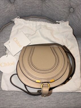 Chole Small Marcie Saddle Bag in Root Beigr